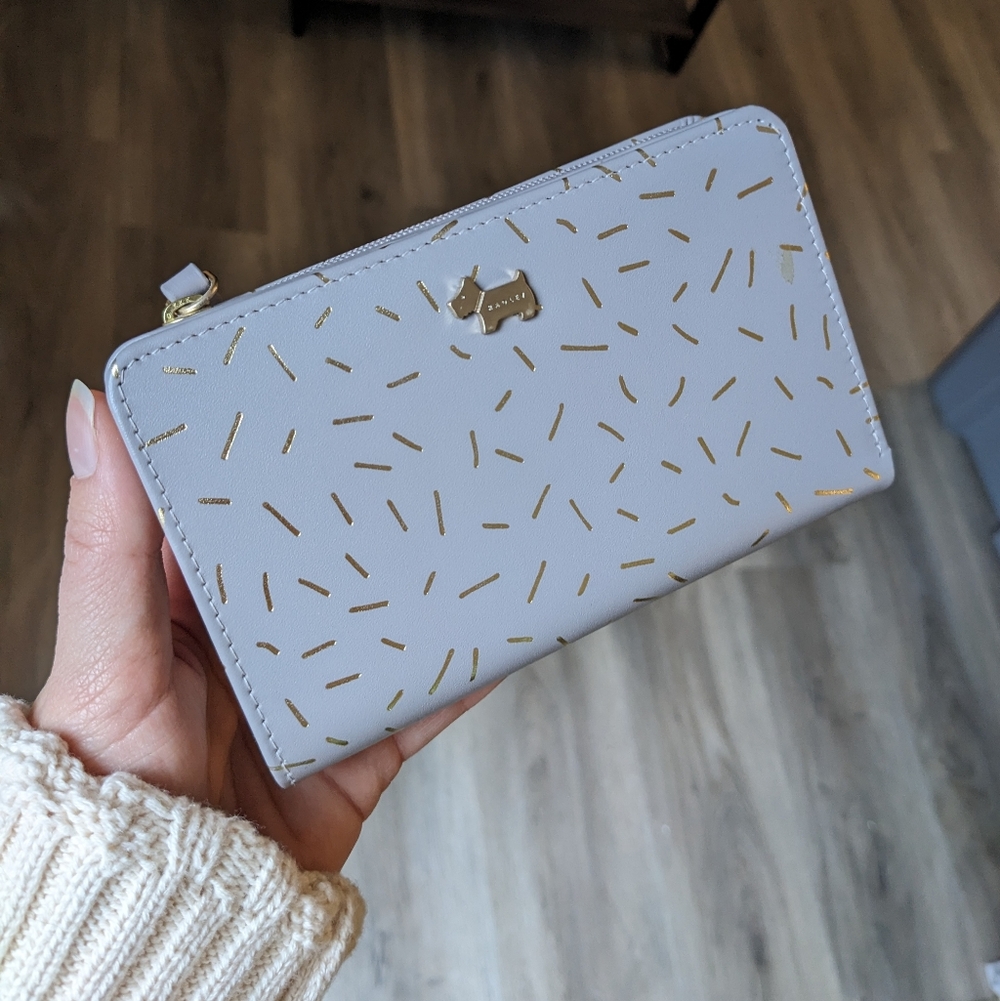 Kate Spade Light Gray Wallet with Gold Accents